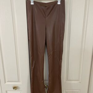 Brown Faux Leather Pants